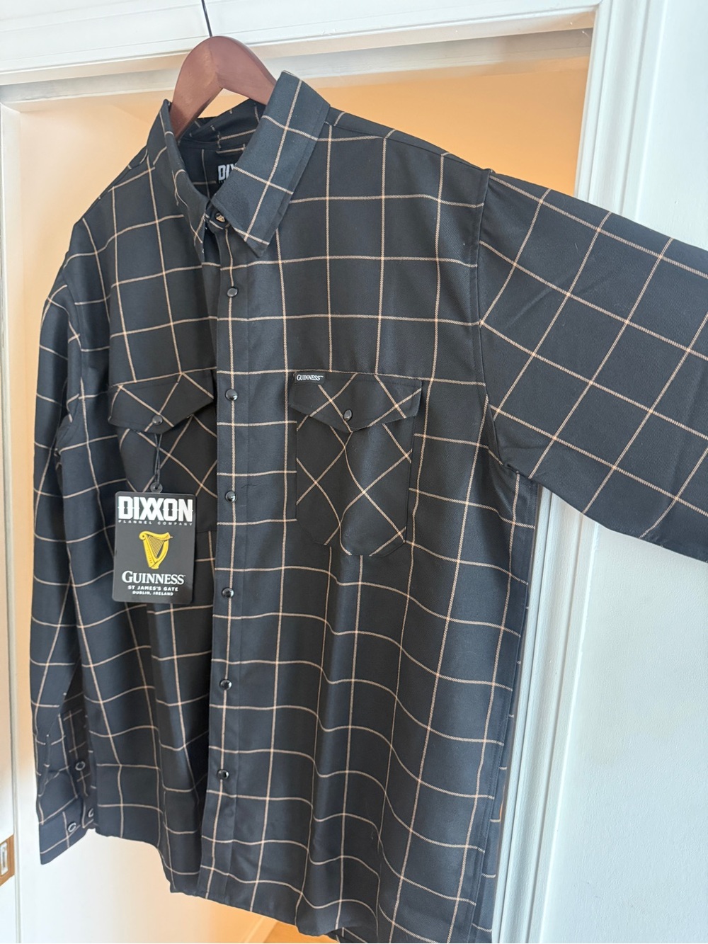 DIXXON Limited Edition Guinness Black and Tan Windowpane Button-Down Shirt